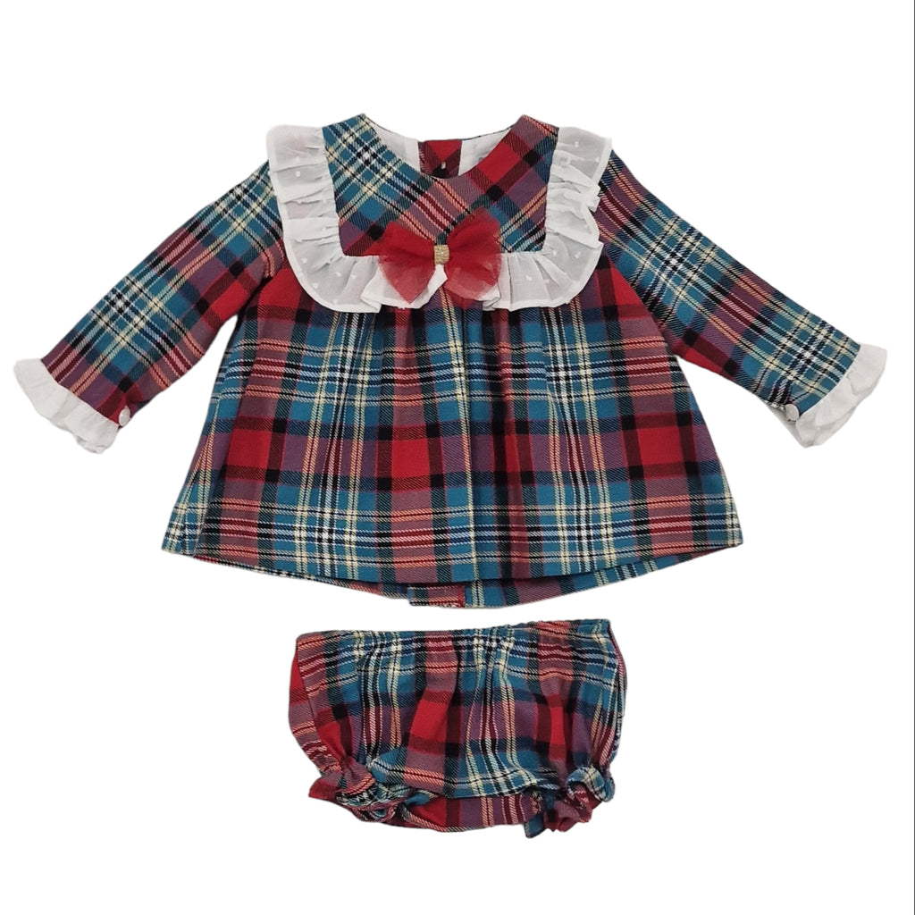 Vestito bambina fantasia scozzese con fiocco