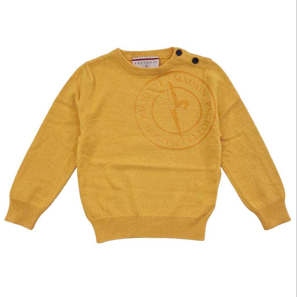 Pullover bambino giallo con stampa logo centrale