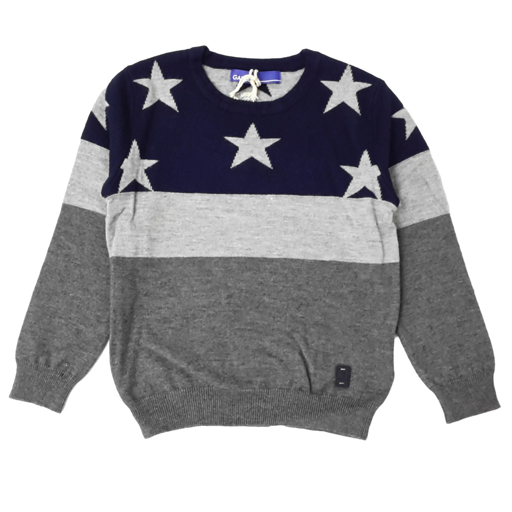 PULLOVER bambino misto lana con fantasia stelle sulle spalle