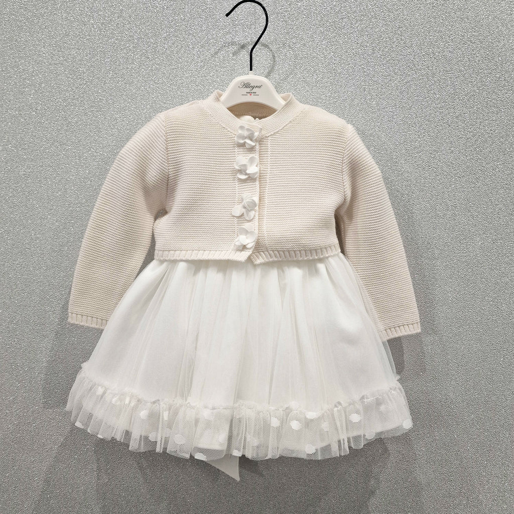 Vestito bambina pois tulle con coprispalle e scarpe coordinate