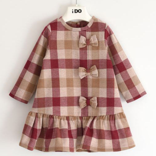 Vestito bambina scozzese con fiocchi