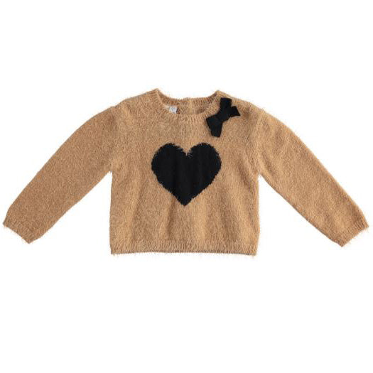 Pullover bambina con intarsio cuore